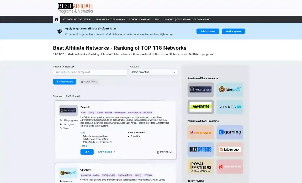 Best Affiliate Programs screenshot