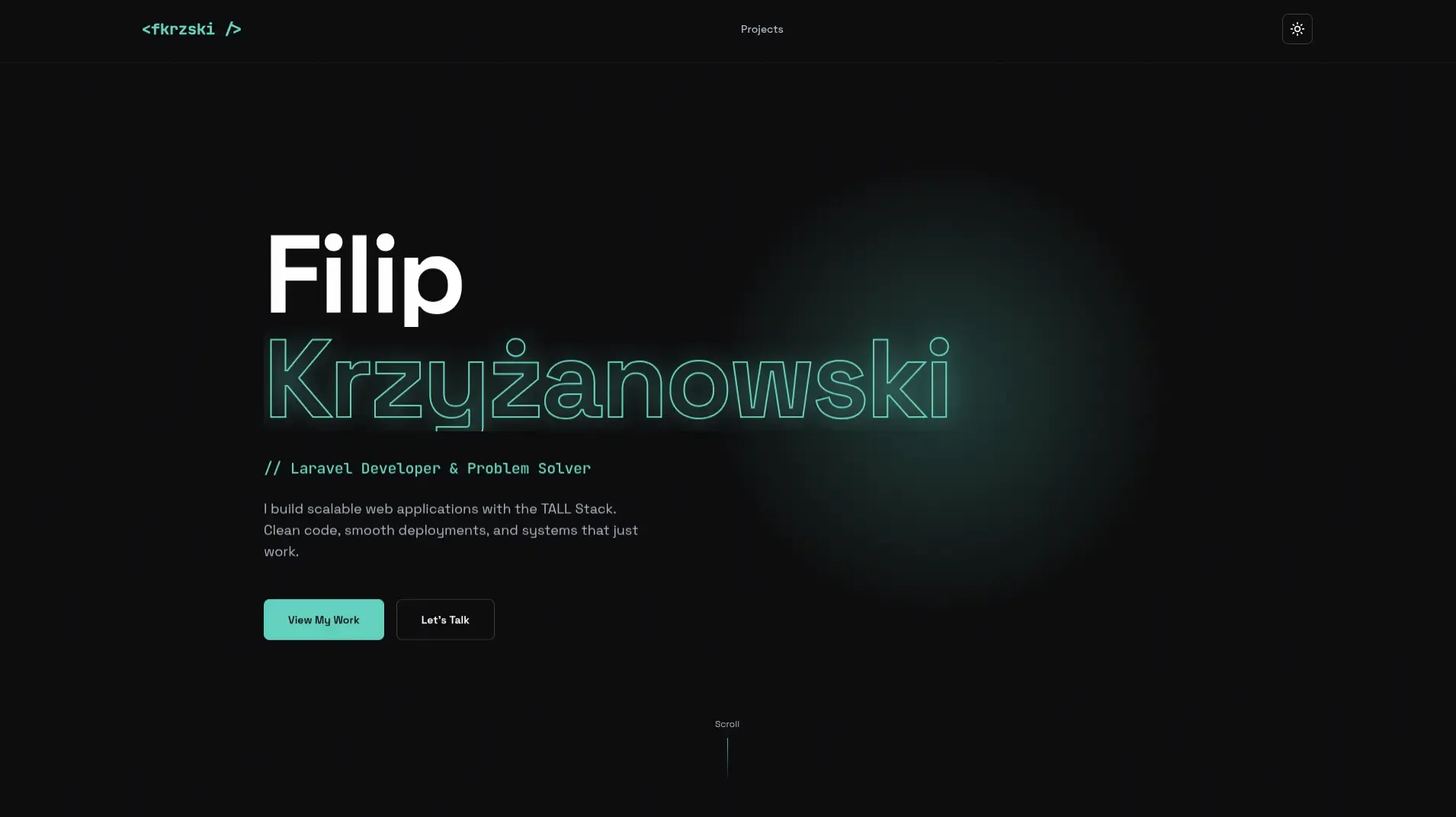fkrzski.dev - Personal portfolio screenshot